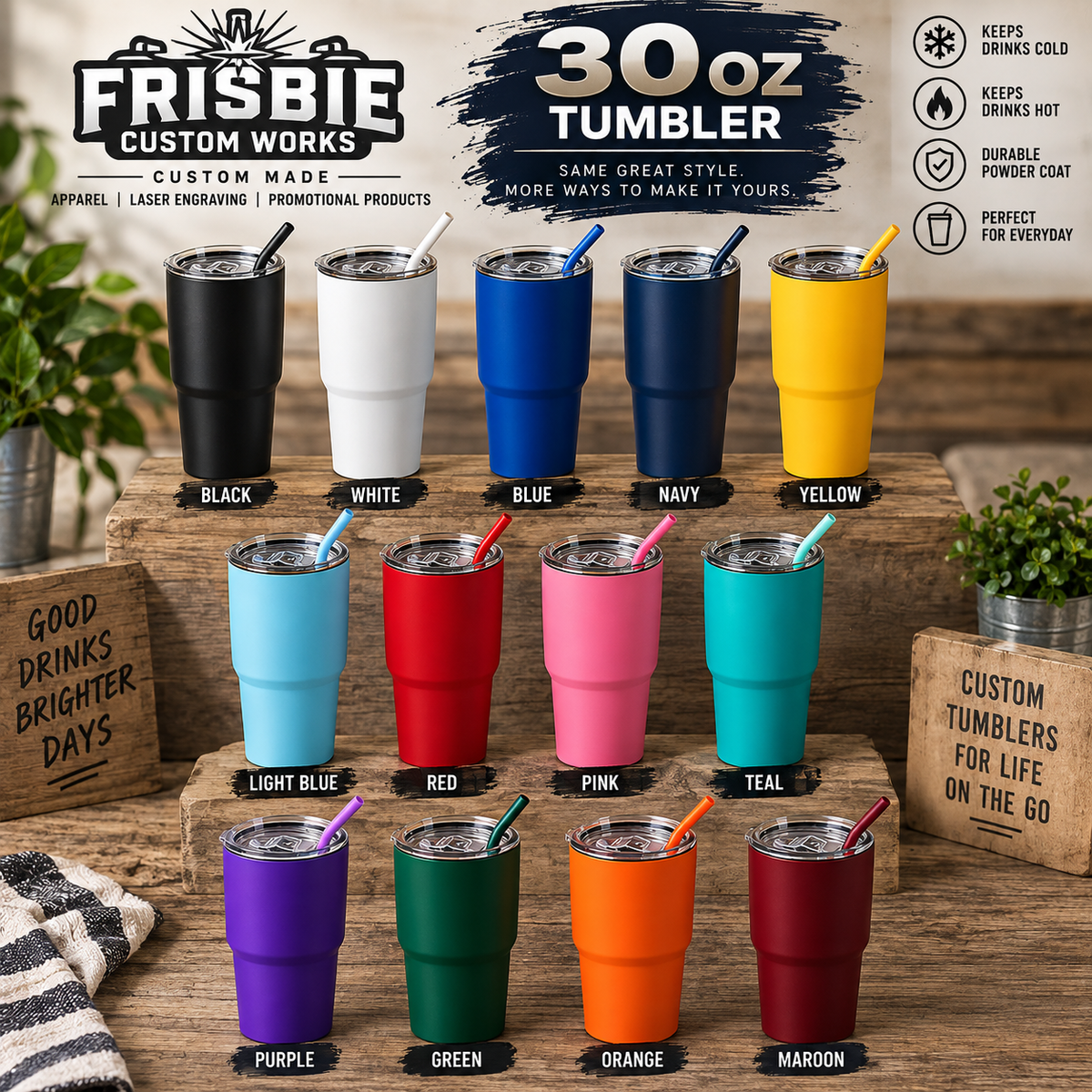 30oz CLASSIC POWDER COATED TUMBLER