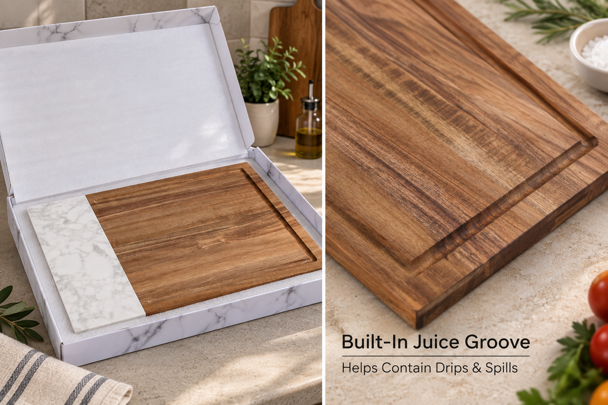 Personalized Marble & Acacia Wood Cutting Board