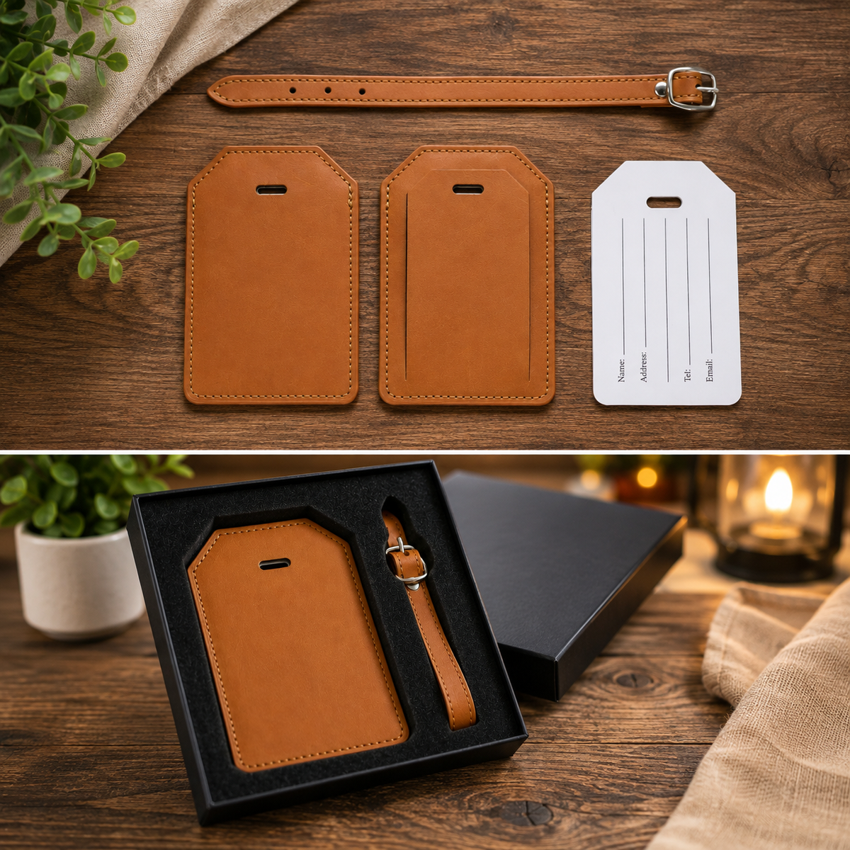 Personalized Leatherette Luggage Tag with Privacy Flap