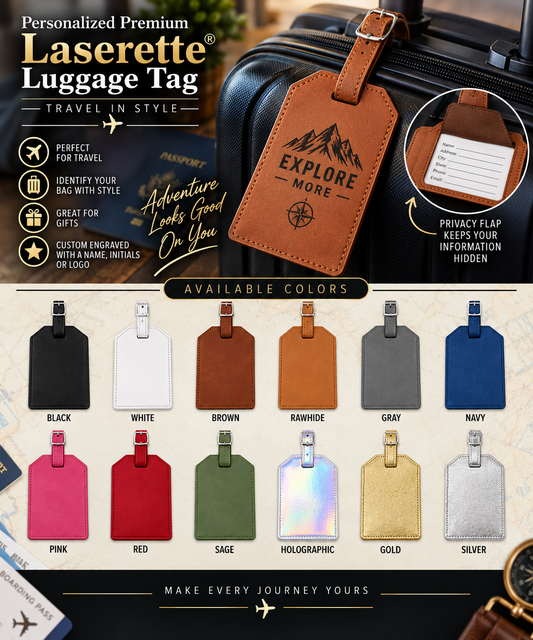 Personalized Leatherette Luggage Tag with Privacy Flap