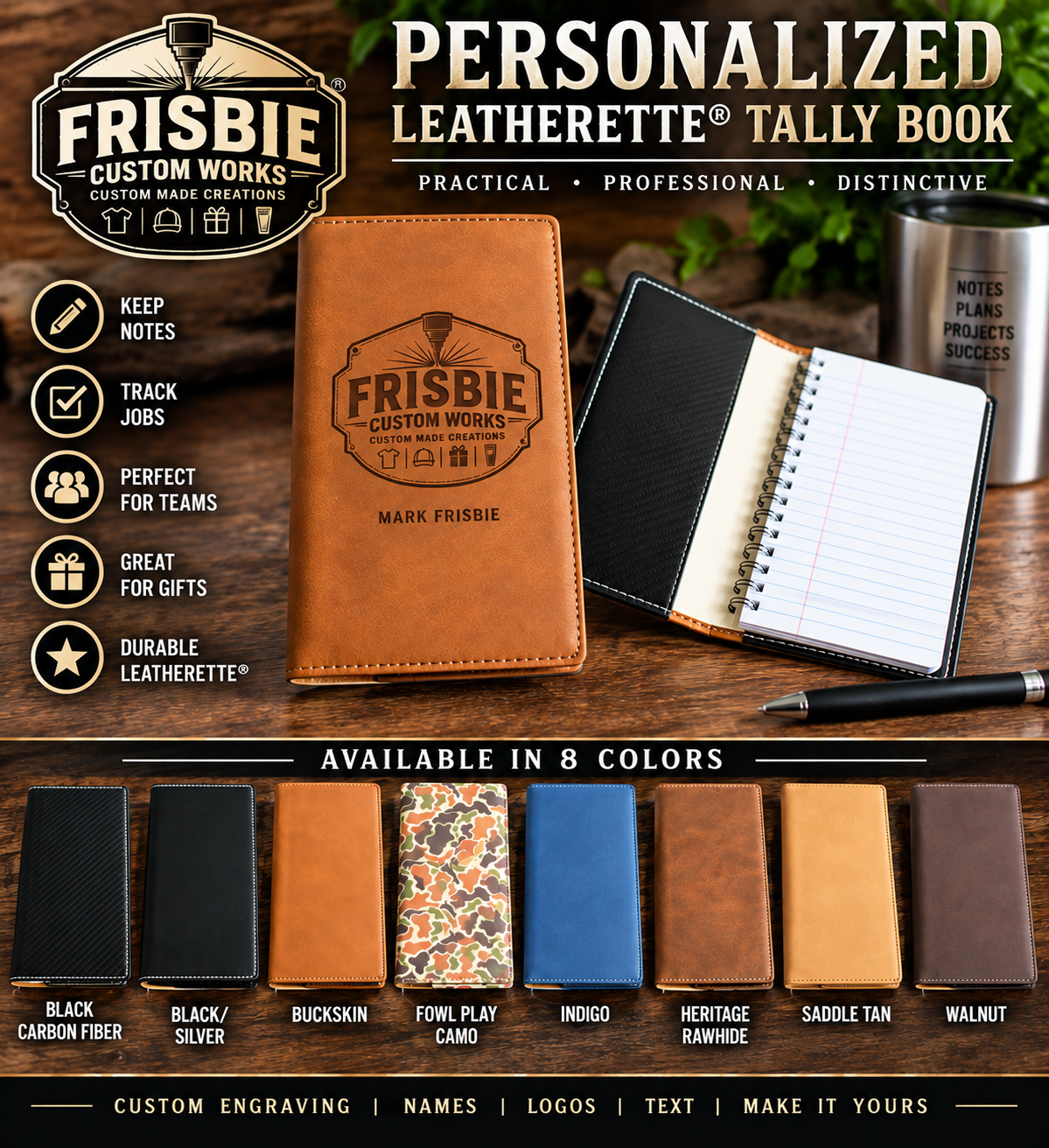 Personalized Heritage Premium Leatherette® Tally Book