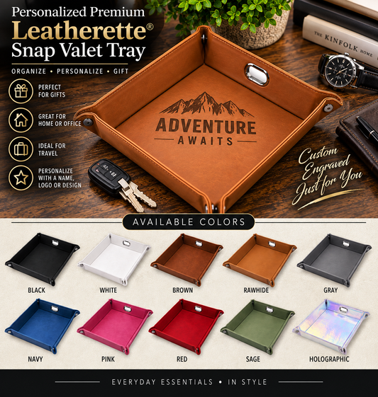 Personalized Premium Leatherette® Snap Valet Tray